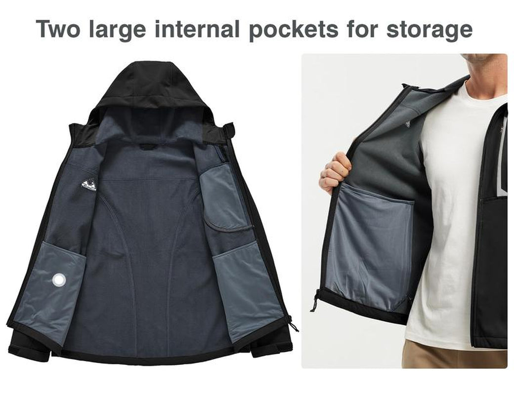 Men'S Soft Shell Jacket Fleece Lined Waterproof Lightweight Hiking Hooded Winter Jacket