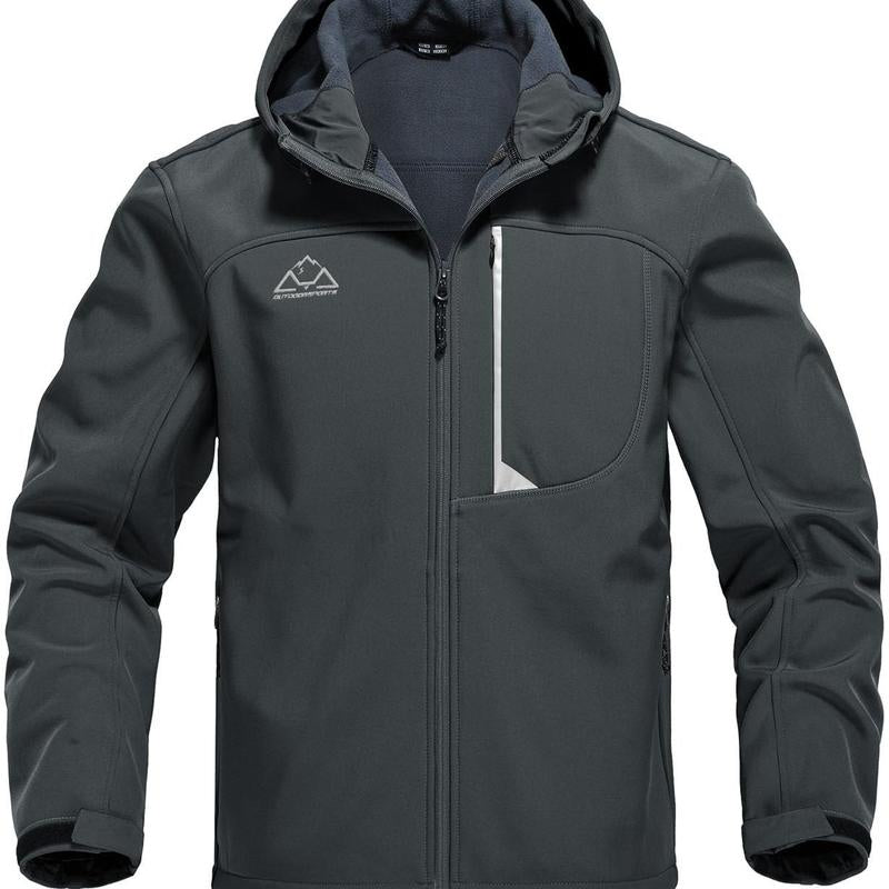 Men'S Soft Shell Jacket Fleece Lined Waterproof Lightweight Hiking Hooded Winter Jacket