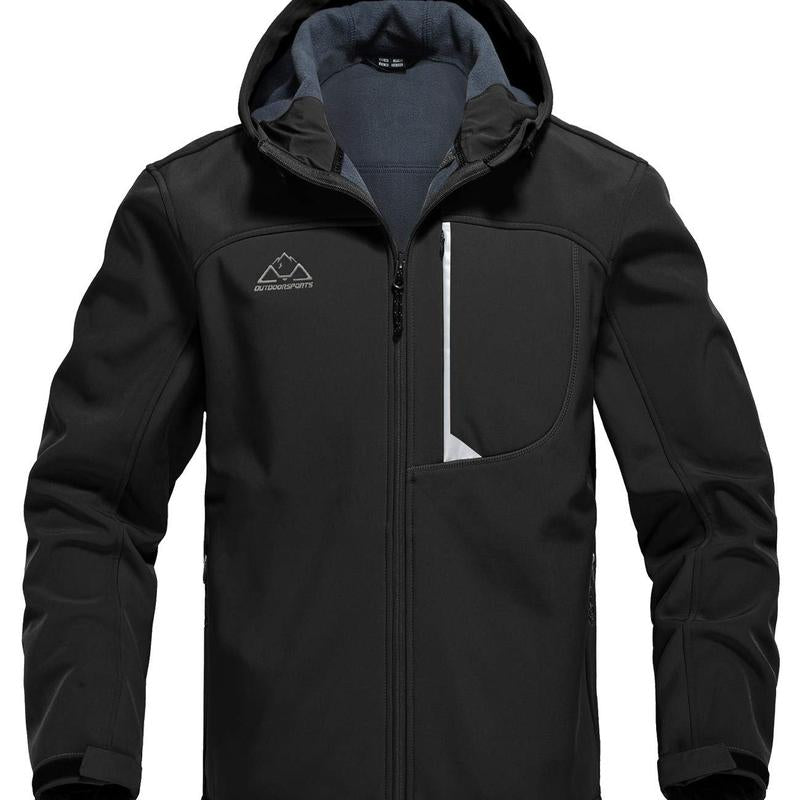 Men'S Soft Shell Jacket Fleece Lined Waterproof Lightweight Hiking Hooded Winter Jacket