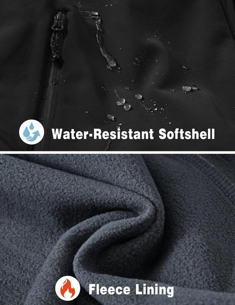 Men'S Soft Shell Jacket Fleece Lined Waterproof Lightweight Hiking Hooded Winter Jacket