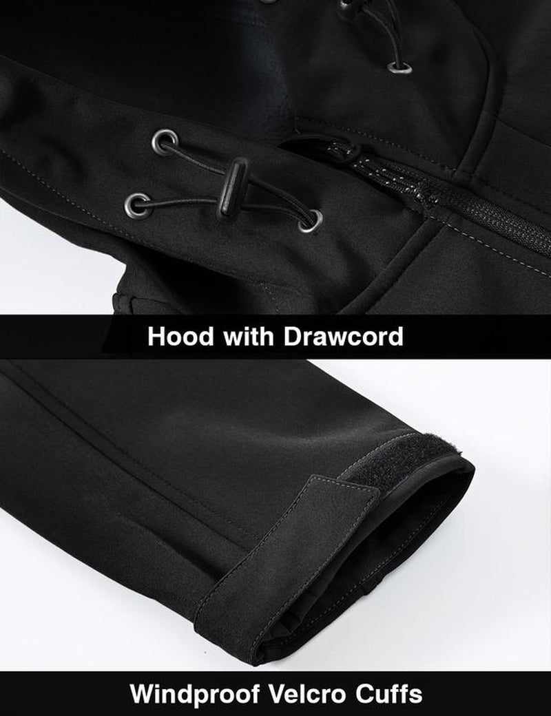 Men'S Soft Shell Jacket Fleece Lined Waterproof Lightweight Hiking Hooded Winter Jacket