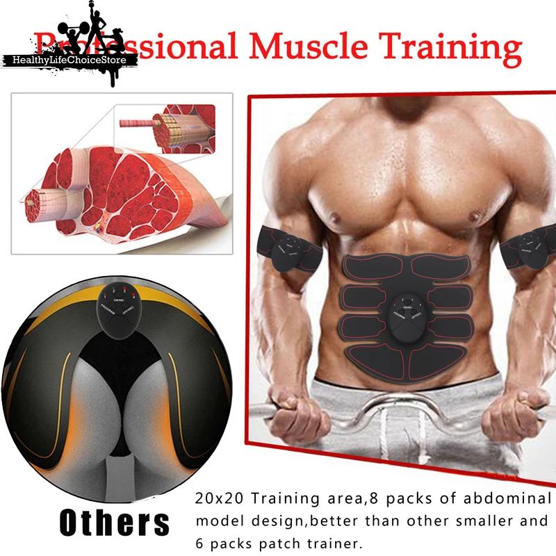 HLCStore: Electric Muscle Stimulator EMS Wireless Buttocks Hip Trainer Abdominal ABS Stimulator Fitness Body Slimming Massager