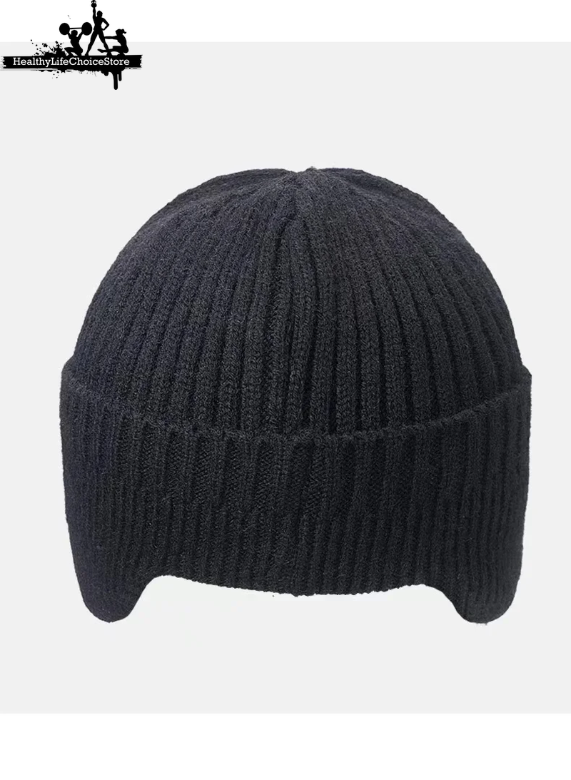 Men's Warm Winter Hat - Knitted Cap with Ear Protection & Windproof Scarf