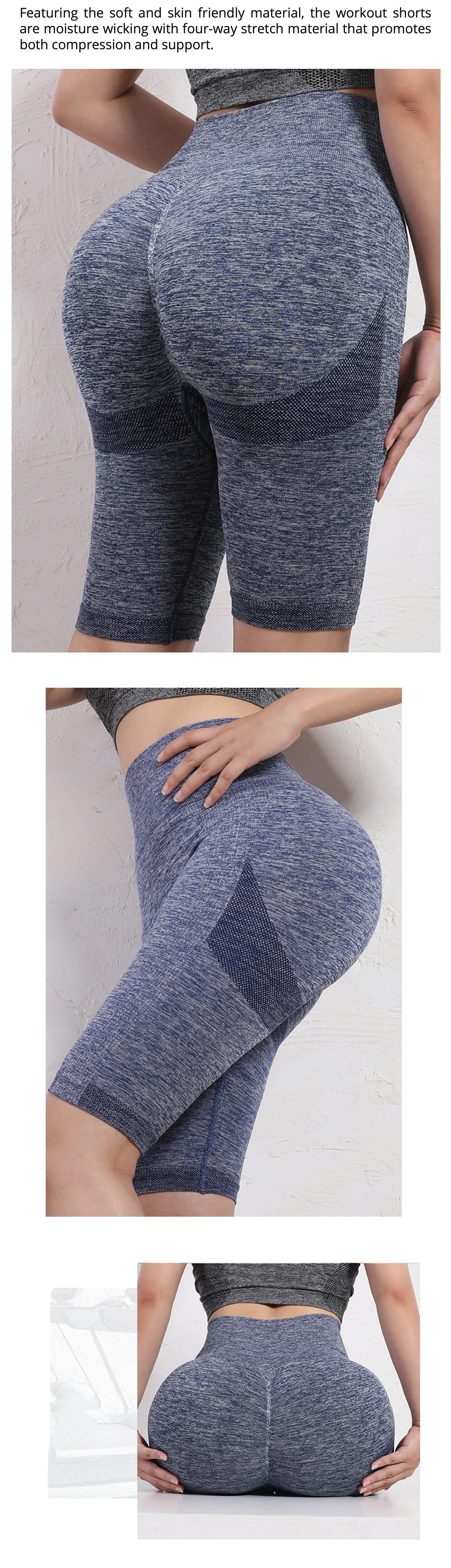 High-Waist Women's Yoga Shorts with Tummy Control and Ruched Design – Seamless Booty-Enhancing Compression Leggings for Gym Workouts