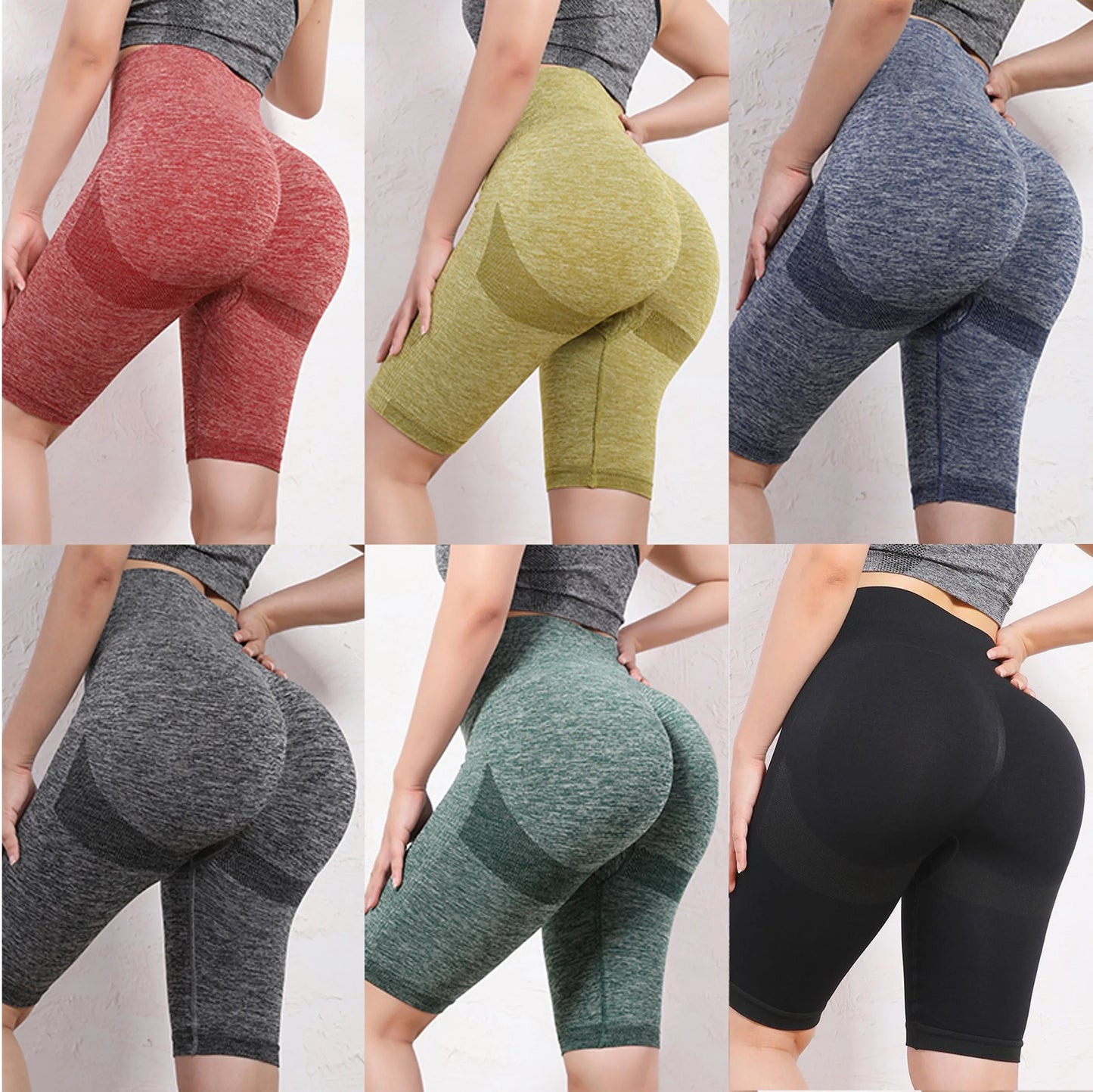 High-Waist Women's Yoga Shorts with Tummy Control and Ruched Design – Seamless Booty-Enhancing Compression Leggings for Gym Workouts