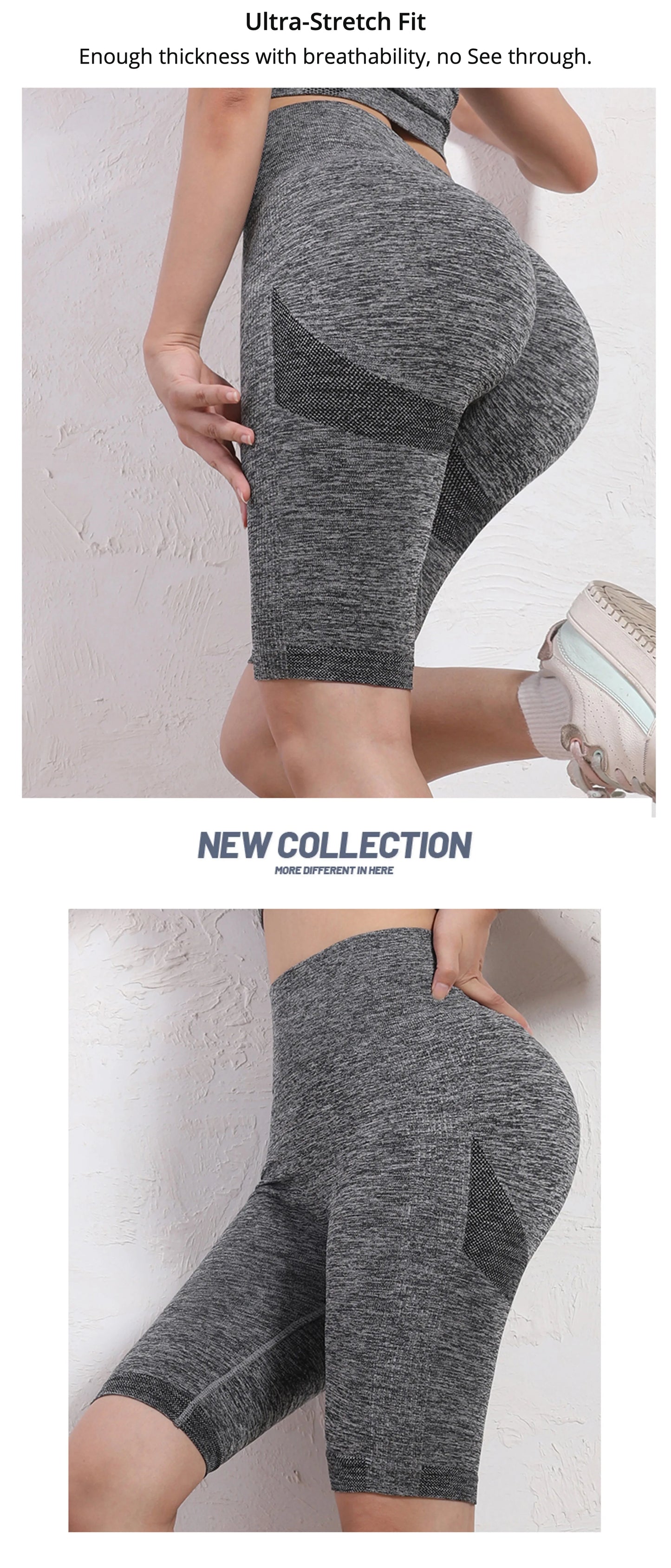 High-Waist Women's Yoga Shorts with Tummy Control and Ruched Design – Seamless Booty-Enhancing Compression Leggings for Gym Workouts