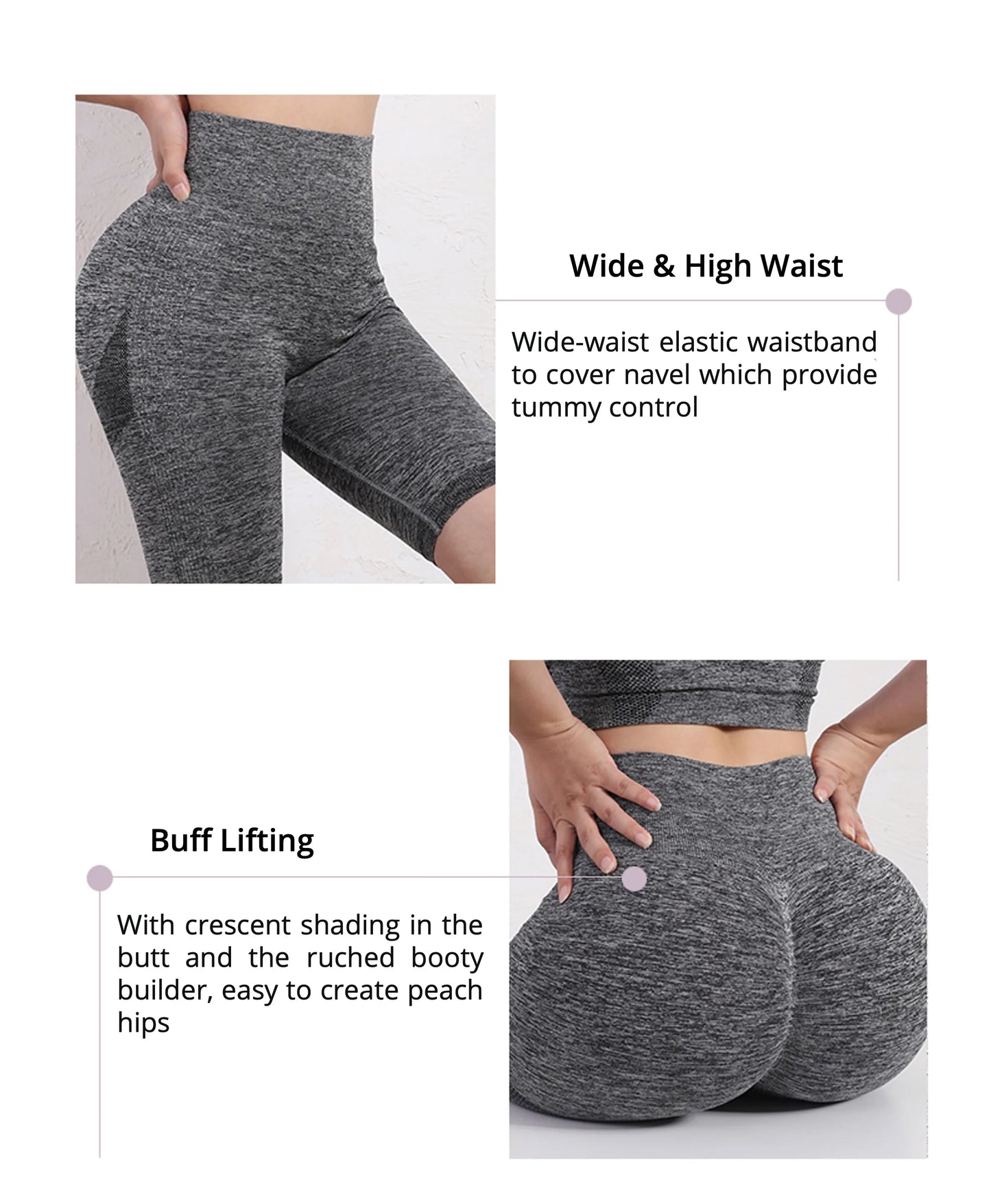High-Waist Women's Yoga Shorts with Tummy Control and Ruched Design – Seamless Booty-Enhancing Compression Leggings for Gym Workouts