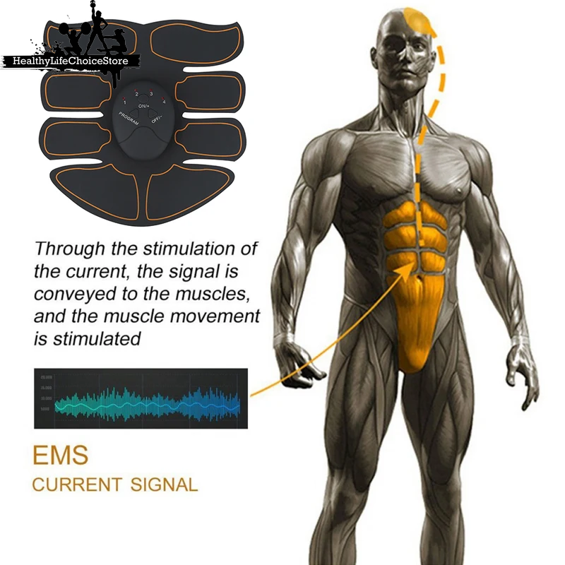 HLCStore: Electric Muscle Stimulator EMS Wireless Buttocks Hip Trainer Abdominal ABS Stimulator Fitness Body Slimming Massager
